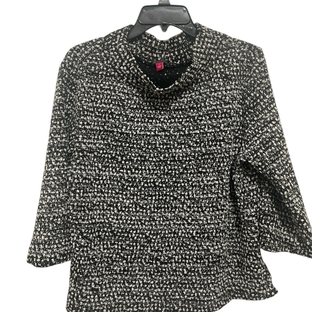 Vince Camuto Black and White Cowl Neck Sweater